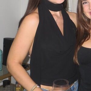 mesh type halter scarf top